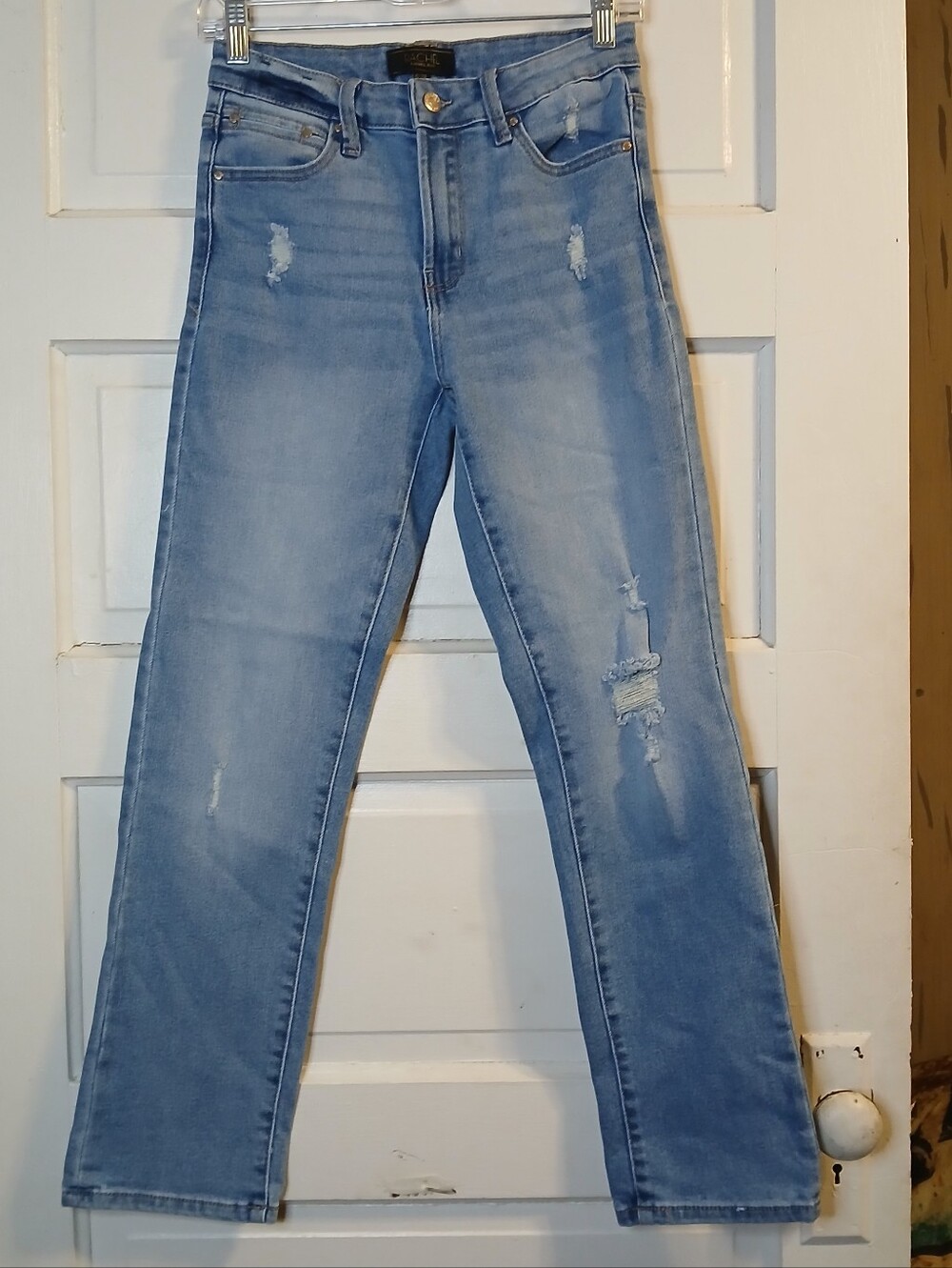 Rachel Roy Vixen Jeans Womens 6/28 Light Wash Distressed Skinny Stretch Denim
